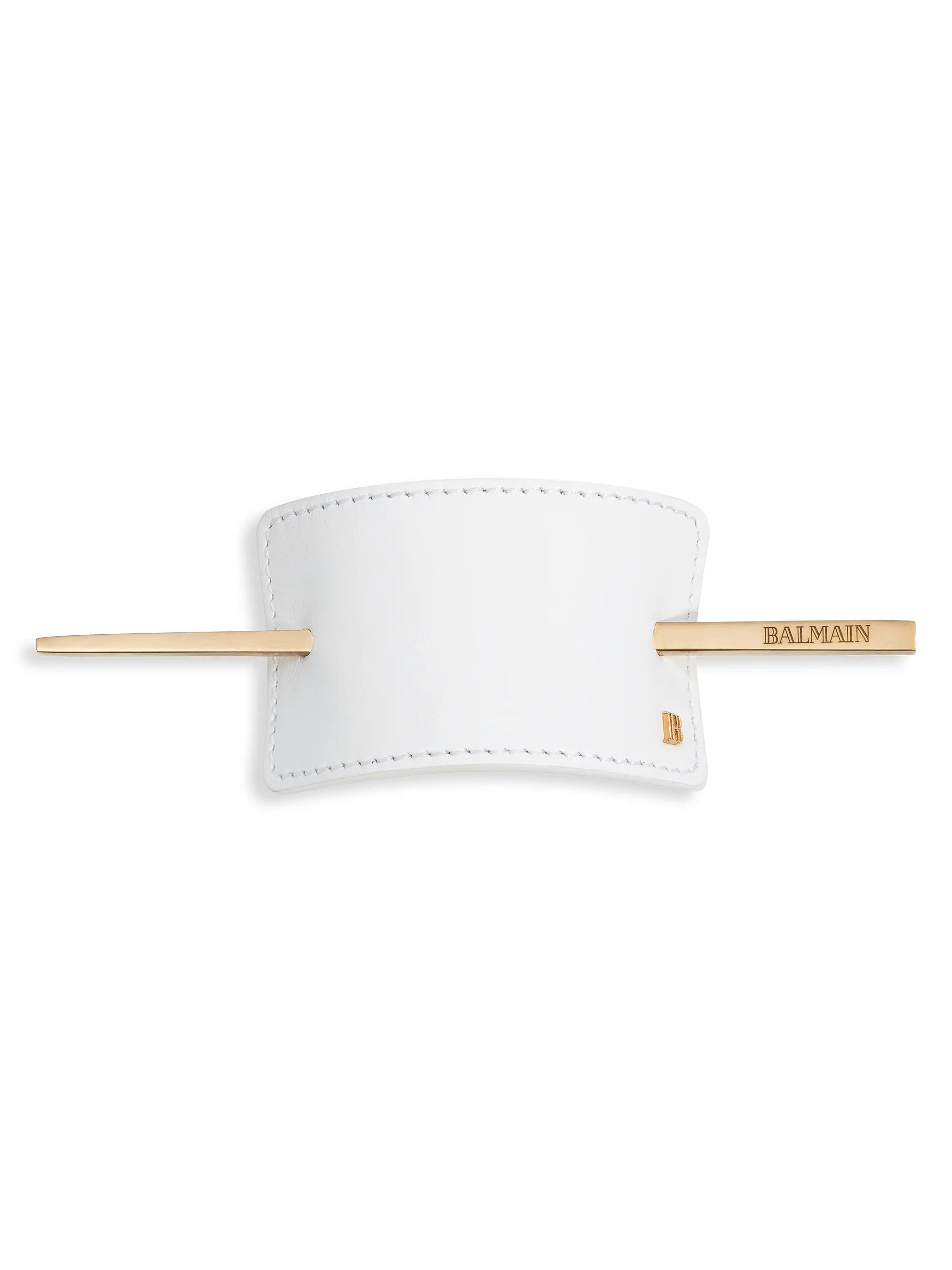 Hair Barrette Leather White